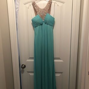 Long Aqua prom dress